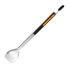Stainless Steel Griddle Tongs with Heat-Resistant Grip, 14" BBQ Scraper Tongs for Meat & Veggies, Dishwasher Safe – Black/Orange