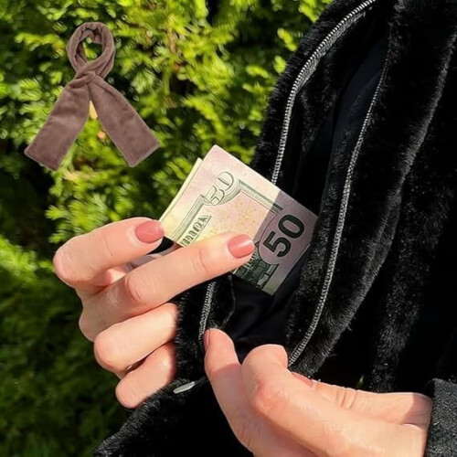 Κασκόλ από ψεύτικη γούνα με κρυφή τσέπη με φερμουάρ, εξαιρετικά απαλό, άνετο 2