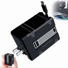 2-in-1 120W Fast Charger, Scalable Retractable Foldable Wall Plug for Phone/Tablet/Laptop (Yellow)