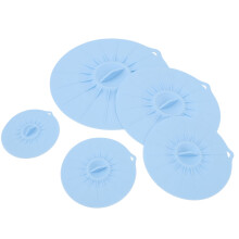 Set di coperchi in silicone, 5 pezzi, blu, copertura per microonde