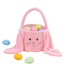 Plush Easter Bunny Basket with Floppy Ears – Soft Faux Fur Tote for Eggs Hunt, Party Favors & Spring Decor – Compatible with Easter themes