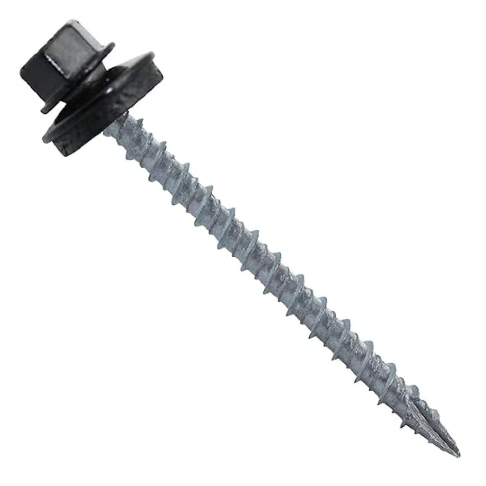 #10 Black Hex Washer Head Roofing Screws (250 Pcs, 2.5"), Self-Tapping With Epdm Washer, Compatible With Corrugated Metal Roofs 9422877393466