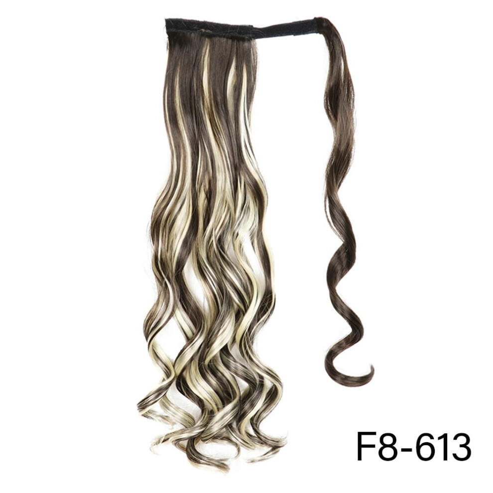 Unisex 32Inches Synthetic Ponytail Hair Extension Clip In Fake Wig Hairpiece Blonde Wrap Around Pigtail Long Smooth Overhead Pony Tail