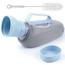 Urinal for Men - 40oz/1200ml Large Capacity Leakproof Pee Bottle with Knitted Sleeve & Cleaning Brush, Portable Travel Urinals for Men