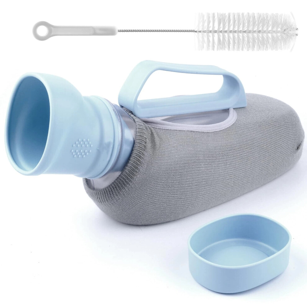 Urinal For Men - 40Oz/1200Ml Large Capacity Leakproof Pee Bottle With Knitted Sleeve & Cleaning Brush, Portable Travel Urinals For Men 9399596605098