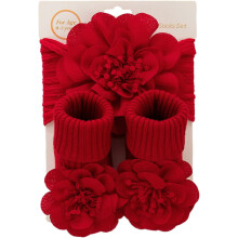 Baby Flower Headband & Socks Set for Baby 0-1Year Soft Elastic Hairband Nonslip Floor Socks Baby Accessories