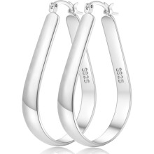 5mm Wide Sterling Silver Hoop Earrings for Women – Hypoallergenic, Lightweight, Oval, 30/40/65mm – Compatible with Sensitive Ears
