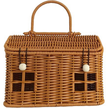 Basket 9.5x5.5x6.3in Portable Decorative House Shaped PP Woven Basket with Handle for Picnics, Easter, Organizing, Storage Wicker Picnic