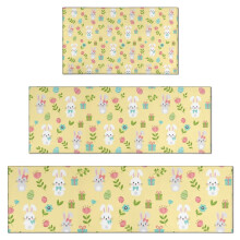 Yellow Easter Kitchen Rugs Set of 3 Non-Skid Washable