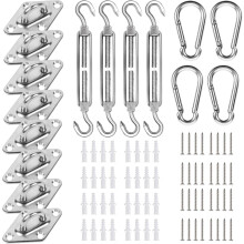 8 Piece Heavy Duty Sun Shade Sail Stainless Steel Hardware Kit for Garden Triangle and Square, Rectangle, Sun Shade Sail Fixing Accessories D