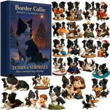 Calendrier de l'Avent Border Collie 2025, ornement en acrylique, 24 jours