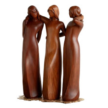 Sculptură vintage din rășină pictată manual, 3sisters