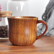 Handmade Wooden Coffee Mug with Handle, Eco-Friendly Reusable Tea Cup, Vintage Brown Wood Cup (3x2.7 in), 1PC