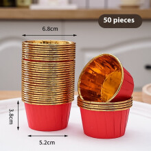Cápsulas para cupcakes color rojo dorado metalizado (paquete de 50)