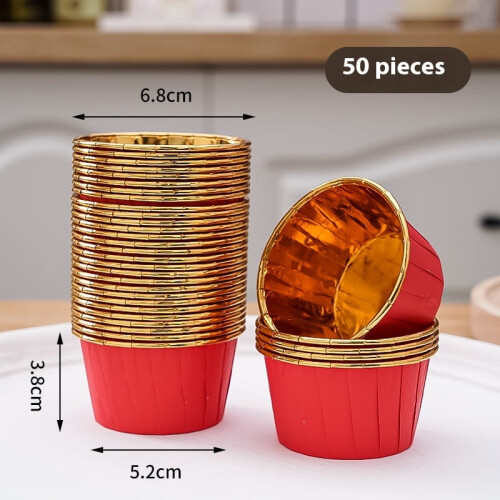 Cupcake-Förmchen, metallisch rot-gold, 50er-Packung