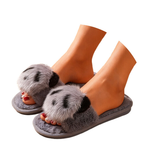 Παντόφλες Panda Open Toe, άνετες, ασαφείς παντόφλες, χαριτωμένα ζώα, εσωτερικούς χώρους, 1