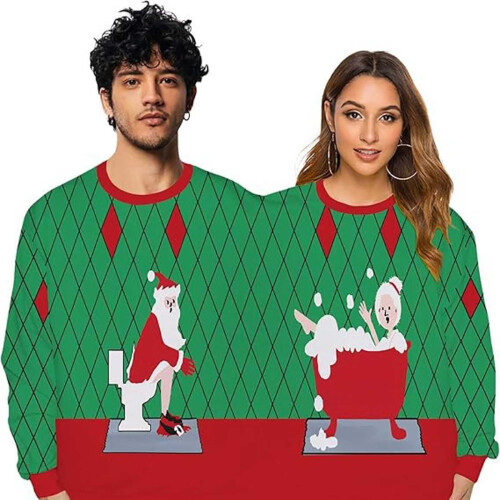 Pull de couple pour Halloween et Noël, imprimé numérique, 2 pièces