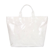 Bolsa de lona impermeável em PVC para mulheres com fecho de velcro.