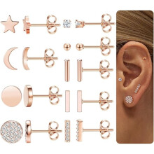 Hypoallergenic Stud Earrings for Women, Surgical Steel, 9
