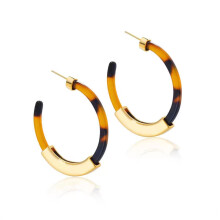 Acrylic Hoop Earrings, Tortoiseshell Acrylic Earrings, Geometric Resin Stud Earrings, S925 Silver Needle, Women's
