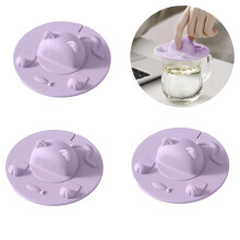 Couvercle de tasse en silicone à motif tête de chat avec fente pour sachet de thé
