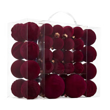 46PCS Flocked Velvet Christmas Balls Brown Plastic Hanging Ornaments with Hooks for Tree Indoor Holiday Decoration
