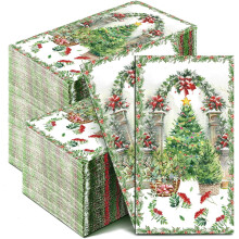 200pcs Christmas Tree Disposable Guest Napkins & Hand Towels for Holiday Kitchen, Bathroom, Dining Table – Compatible with Christmas Decor