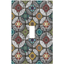 Bohemian Vintage Floral 1-Gang Light Switch Cover, Mandala Flower Decorative Wall Plate for Living Room, Kitchen, Bathroom – Compatible with