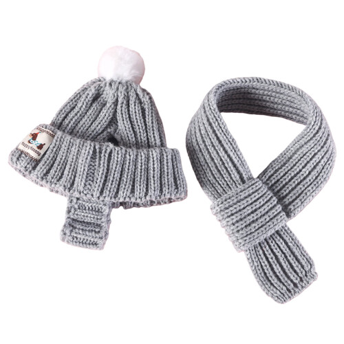 Conjunto de gorro y bufanda de invierno para perros, gorro de punto cálido para perros pequeños