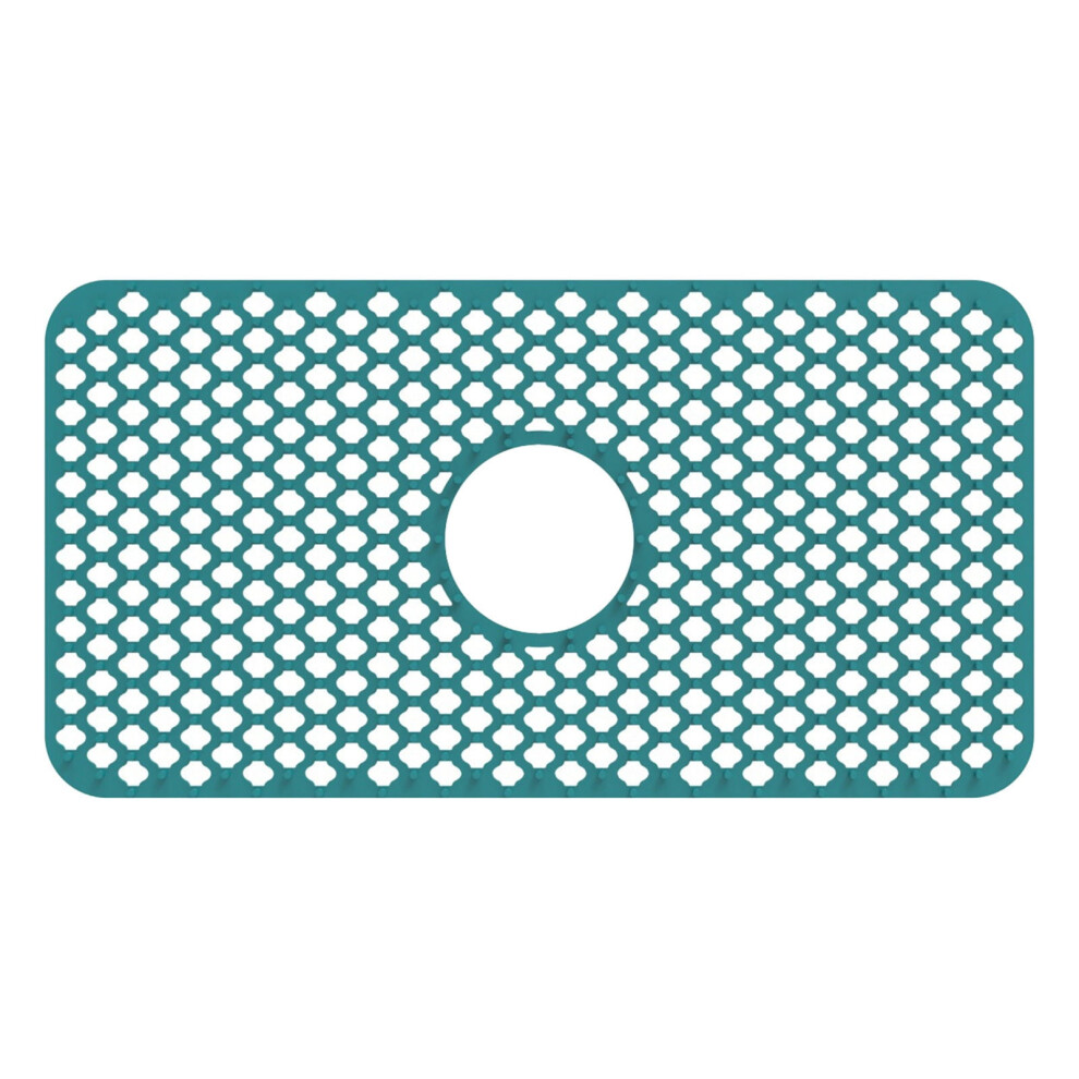 Nonslip Sink Protector Mat, Flexible Silicone Drainage Pad With 4.7" Drain Hole, Dishwasher Safe, Easy Clean (Green, 24.8X13") 9402001150608