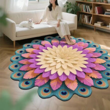 Wycieraczka 3D Peacock Floral, 24x24 cale, antypoślizgowa, do użytku wewnątrz i na zewnątrz, chłonna, łatwa w czyszczeniu mata podłogowa