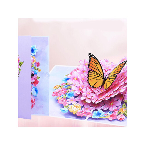 Σετ ευχετήριων καρτών Pink Floral 3D με πεταλούδα και φάκελο 1