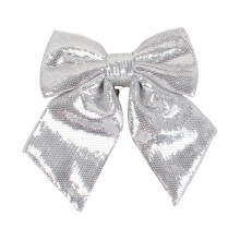 Christmas Sequined Bows, 9.84inx9.84in Glitter Bows Tie Christmas Tree Topper for Christmas Holiday Front Door Outdoor Silver