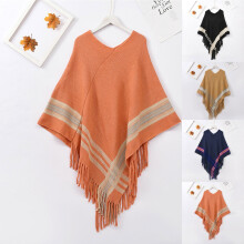 Poncho feminino de pelúcia sintética com franjas – Xale/cachecol com franjas, capa quente, barra com franjas, presente ideal para mulheres, roupa