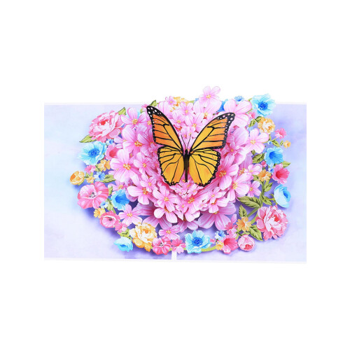 Σετ ευχετήριων καρτών Pink Floral 3D με πεταλούδα και φάκελο 2