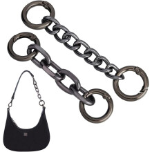 4Pcs Bag Extender Chains, 3.7"-4.17", Gunmetal, with Spring Gate Rings – Compatible with Most Bag Straps