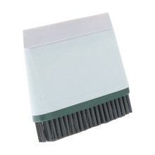 Dual-purpose scraper tool with flexible metal edge & no-dead-angle design—compatible with kitchen countertops, bathroom mirrors, stove tops. Green.