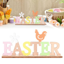 Easter Wooden Table Sign, Rustic Holiday Tiered Tray Decor, Compatible with Farmhouse & Home Office Easter Decor