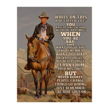 Cowboy Inspirational Wall Art – Western Quote Print, Rustic Decor for Men, Home Office, Barn, Ranch, Cabin – Motivational Horseback Rider Poster