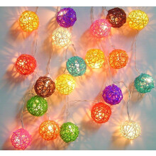 Rattan Ball String Lights, 3m/9.8ft,Battery Operated 20 LED String Lights, Indoor Fairy String Lights Decorative for Bedroom Party Wedding