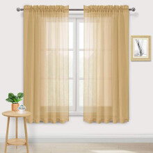 -Perdele transparente taupe, voal semitransparent, cu buzunar pentru tijă, pentru dormitor și living, 60x63 inci lungime, set de 2 panouri