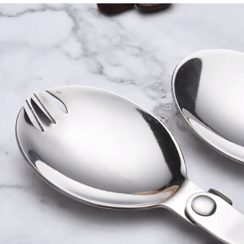 Stainless Steel Foldable Travel Spoon Silver 2