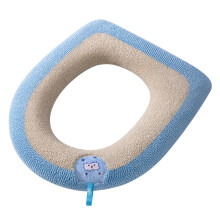 Housse de siège de toilette en peluche avec poignée en agneau – Bleue