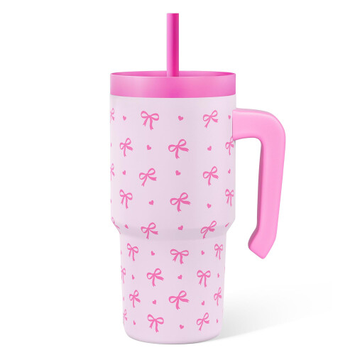 Bicchiere termico per bambini in acciaio inossidabile rosa da 20 once con