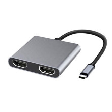 Base de conexión de aluminio con 4 puertos USB-C para pantallas y doble monitor 4K a 30 Hz