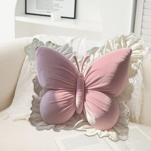 Cuscino decorativo a forma di farfalla in velluto, 55x55 cm