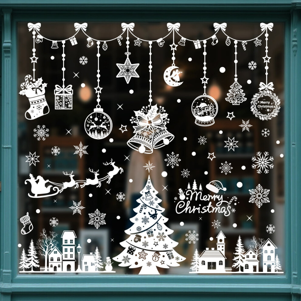 9 Sheets Christmas Window Clings, Snowflake Decals, Double-Sided, Compatible With Windows & Glass 9422877393619