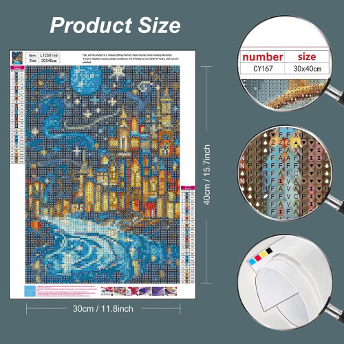 Kit de pintura com diamantes Noite Estrelada para adultos, 30x40 cm (12x16 polegadas) 2