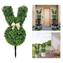 Topiaria em forma de coração de buxo com laço branco, 74 cm (29 polegadas)