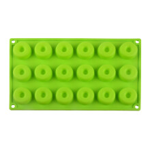 18-Cavity Non-Stick Donut Pan, Food-Grade Silicone, Oven/Microwave/Freezer Safe, 12"x7", Red/Blue/Green/Orange Options